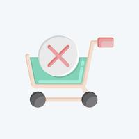 carrinho de exclusão de ícone. relacionado ao símbolo da loja online. estilo plano. ilustração simples. fazer compras vetor