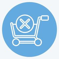 carrinho de exclusão de ícone. relacionado ao símbolo da loja online. estilo de olhos azuis. ilustração simples. fazer compras vetor