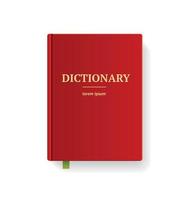 livro de dicionário 3d detalhado realista com capa vermelha e letras douradas. vetor
