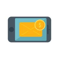 vetor plana de ícone de correio de informações de pagamento. dinheiro pago