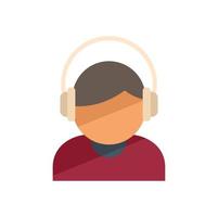 vetor plano de ícone de livro de áudio de fones de ouvido. treinamento de pessoas