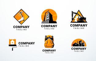 coleção de logotipo de empresa de construção vetor