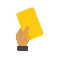 vetor plano de ícone de cartão amarelo de árbitro. pênalti de futebol