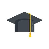 vetor plano de ícone de boné de pós-graduação. chapéu de diploma
