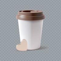 xícara de café de papel 3d detalhada realista. vetor