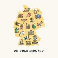 cartão de banner de viagem alemanha com mapa. vetor