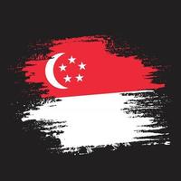 vetor de bandeira de singapura de textura grunge profissional angustiado