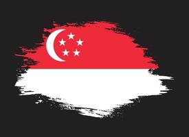 vetor de bandeira de singapura pincelada de tinta de tinta