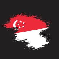 vetor de bandeira de singapura pincelada suja