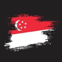 vetor de bandeira de moldura de pincel de cingapura