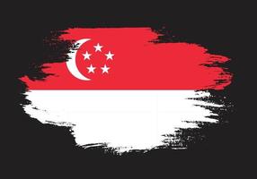 vetor de bandeira de singapura pincelada grossa