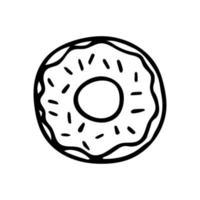 mão desenhada doodle rosquinha fofa. clipart de rosquinha de vetor. contorno. vetor