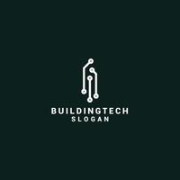 vetor de ícone de design de logotipo de tecnologia de construção