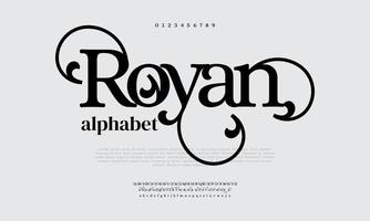 tipografia elegante de luxo royan. fonte vintage para casamento, convite, logotipo, música, moda, ilustração vetorial de propriedade vetor