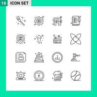 grupo de símbolos de ícones universais de 16 contornos modernos de tarefas do mercado chinês de compras, elementos de design vetorial editáveis vetor