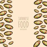 yakisoba de desenho animado, fundo de borda de quadro de comida japonesa vetor