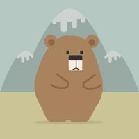 urso fofo parado nas montanhas vetor