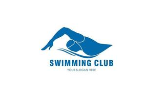 logotipo de natação azul silhueta mar oceano logotipo de onda de água vetor
