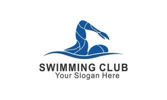 logotipo de natação azul silhueta mar oceano logotipo de onda de água vetor