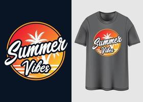 design de camiseta de tipografia de vibrações de verão vetor