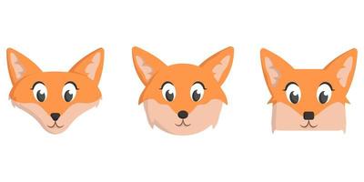 conjunto de cabeças de raposa de desenho animado vetor