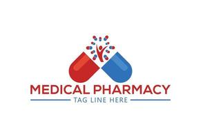 design de logotipo de farmácia médica criativa, conceito de design vetorial vetor