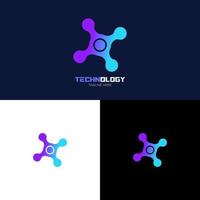 design de logotipo de tecnologia de ilustração. tecnologia digital. modelo de logotipo do cérebro. logotipo de vetor abstrato