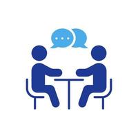 recursos humanos gerenciar ícone de silhueta. pictograma de cor de reunião de entrevista de emprego. recrutamento encontre ícone de comunicação de carreira de trabalho. empregador contrata empregado. ilustração vetorial isolada. vetor