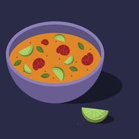 ilustração do prato tradicional mexicano de sopa de limão. vetor