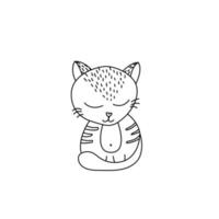 ícone de gato fofo em estilo doodle vetor