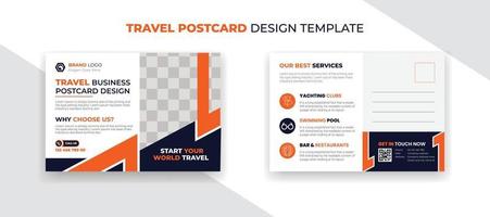 cartão postal de banner de agência de viagens de negócios criativos e design de postagem de mídia social vetor