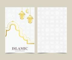 elegante cartão de felicitações de ramadan kareem islâmico branco vetor
