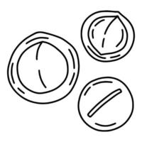 ícone de desenho linear simples de noz de macadâmia em estilo doodle vetor