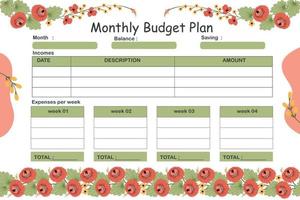 planejador de orçamento mensal vetor
