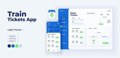 modelo de design adaptável de tela de aplicativo de bilhetes de trem vetor