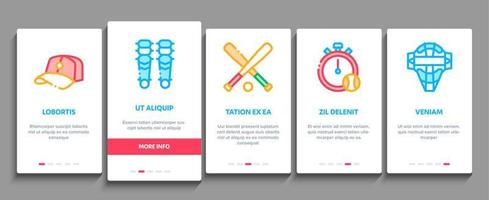 conjunto de ícones de elementos de integração de ferramentas de jogo de beisebol vetor