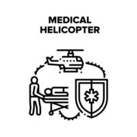 ilustração em vetor preto de helicóptero de emergência médica