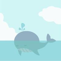 baleia grande fofa flutuando no mar vetor