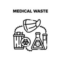 ilustrações vetoriais de resíduos médicos em preto vetor