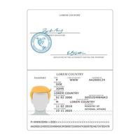 vetor de passaporte internacional. modelo em branco de página de passaporte aberto. documento de identificação.