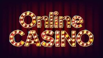 vetor de banner de cassino online. casino vintage dourado iluminado neon light. ilustração de risco