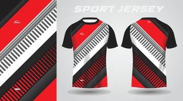 design de camisa esportiva de camiseta preta vermelha vetor