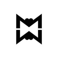 gravata com letra mw, design de logotipo de roupa masculina wm