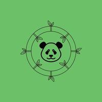 cara de panda no vetor de design de logotipo de bambu verde círculo