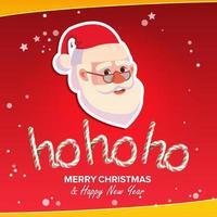 vetor de sinal de frase ho-ho-ho. cartão de fundo vermelho de saudação de feliz natal. Papai Noel. lugar para texto. ilustração