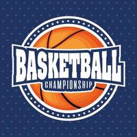 emblema esportivo do campeonato de basquete com bola vetor