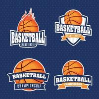 conjunto de emblema de esportes do campeonato de basquete vetor