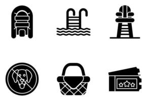 conjunto de ícones vetoriais do parque aquático vetor