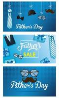 banner de venda do dia do pai com ícones masculinos antigos vetor