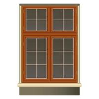 janela marrom vintage em estilo realista. moldura de madeira e veneziana. ilustração vetorial colorida isolada no fundo branco. vetor